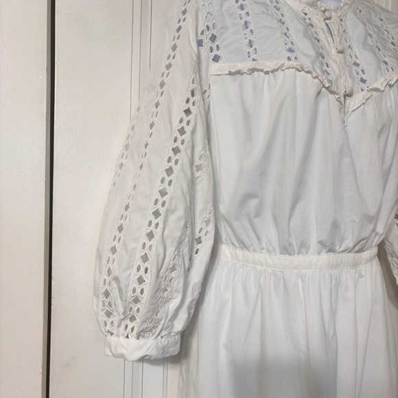 Something Navy White Ruffle Long Sleeve Eyelet
Mini Dress Size Small  NWT - Picture 5 of 10